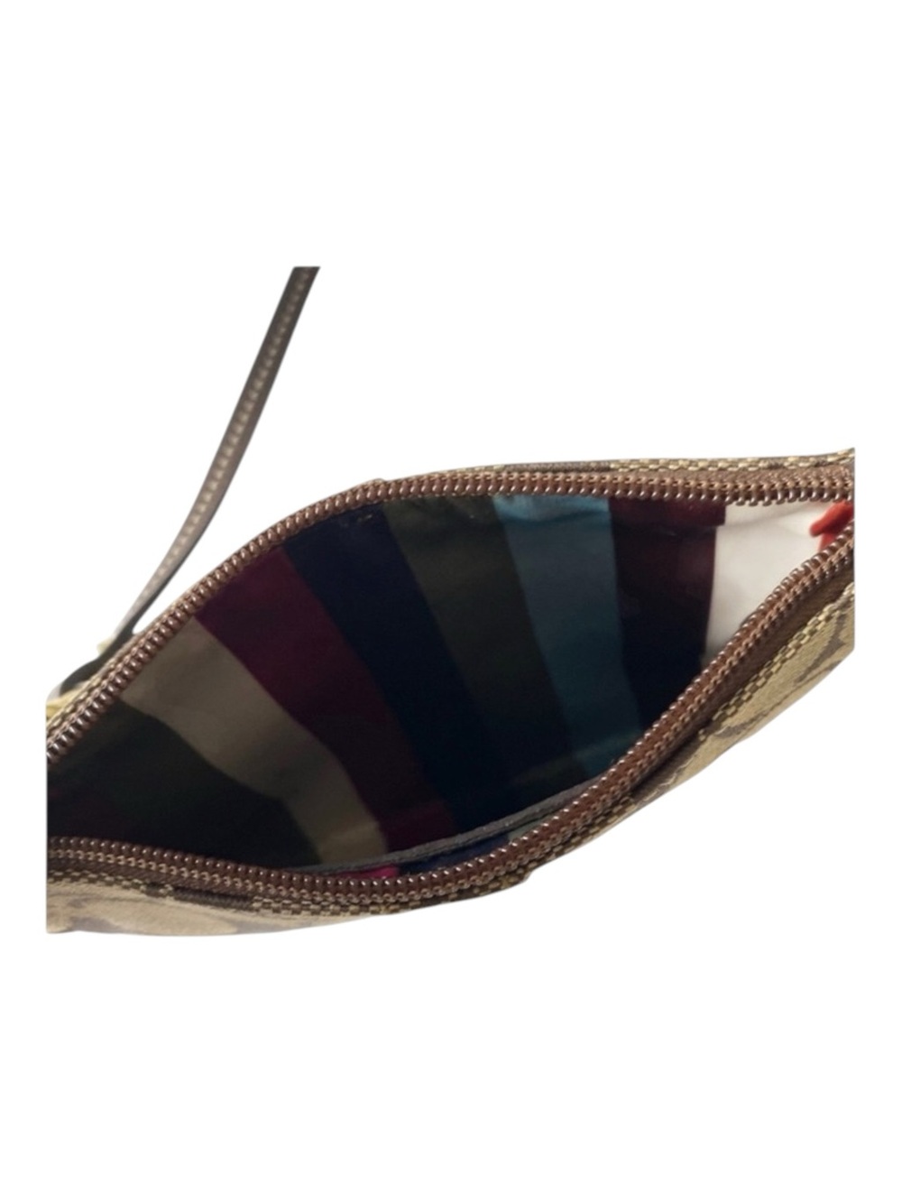 Coach ❃ Signature Monogram Jacquard Wristlet Clutch Bag ❃ Leather Trim ❃ Khaki ❃ - Picture 9 of 16